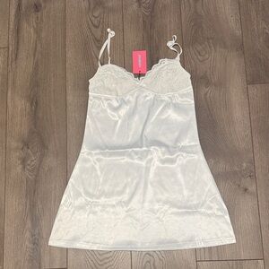 Edikted White Lace Trim Chemise